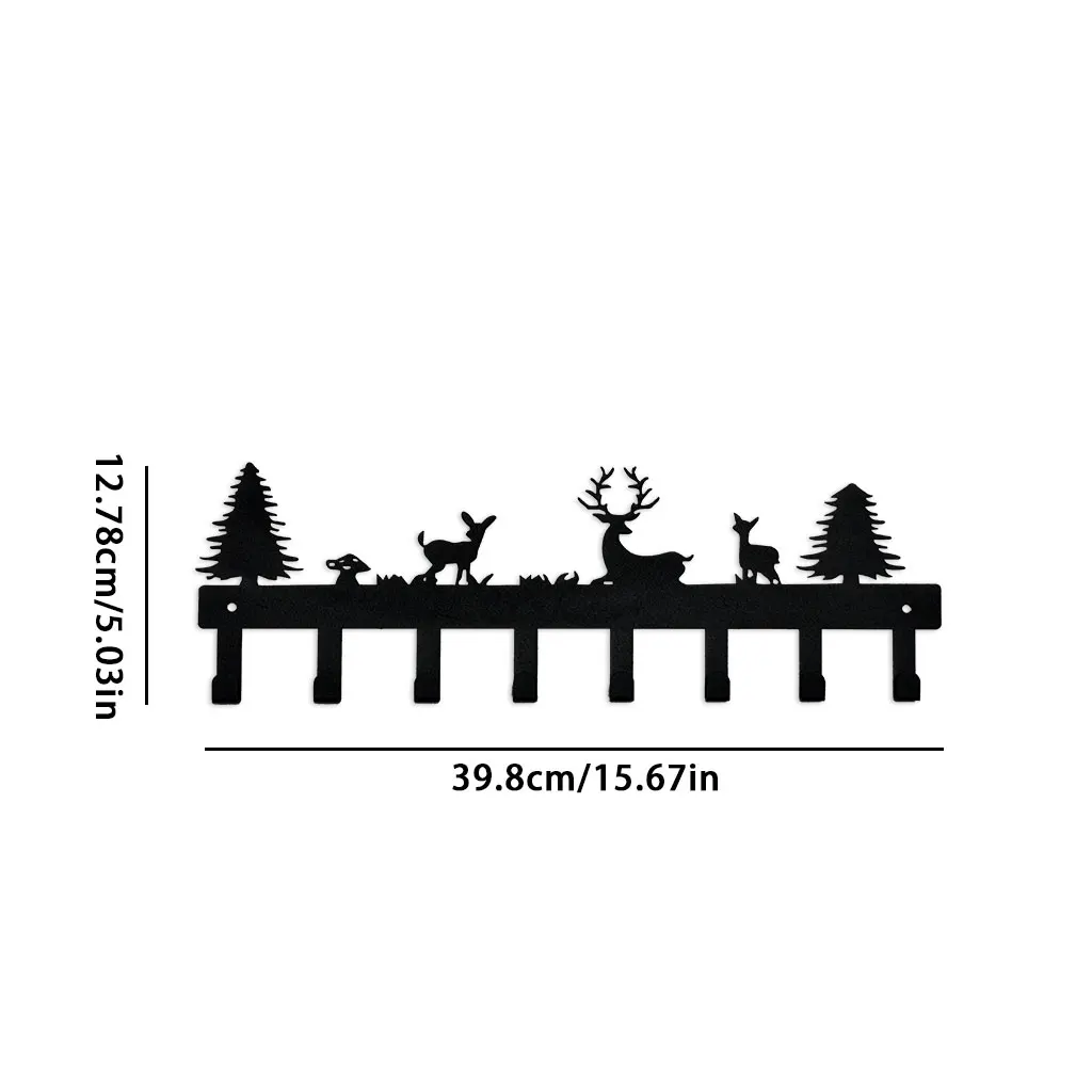 MAYJOYDIY Gancio Appendiabiti Da Parete A Forma di Cervo Nella Foresta In Metallo,40×25cm, 10 ganci Decorazione Da Parete con Paesaggio Naturale, Regalo per Cappotti Cappelli Asciugamani