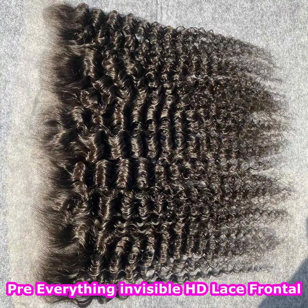 Invisible 13x6 HD Lace Frontal Only Ultra Fitted Melt Skins Brazilian Deep Curly Human Hair 5x5 6x6HD Lace Closure Pre Plucked