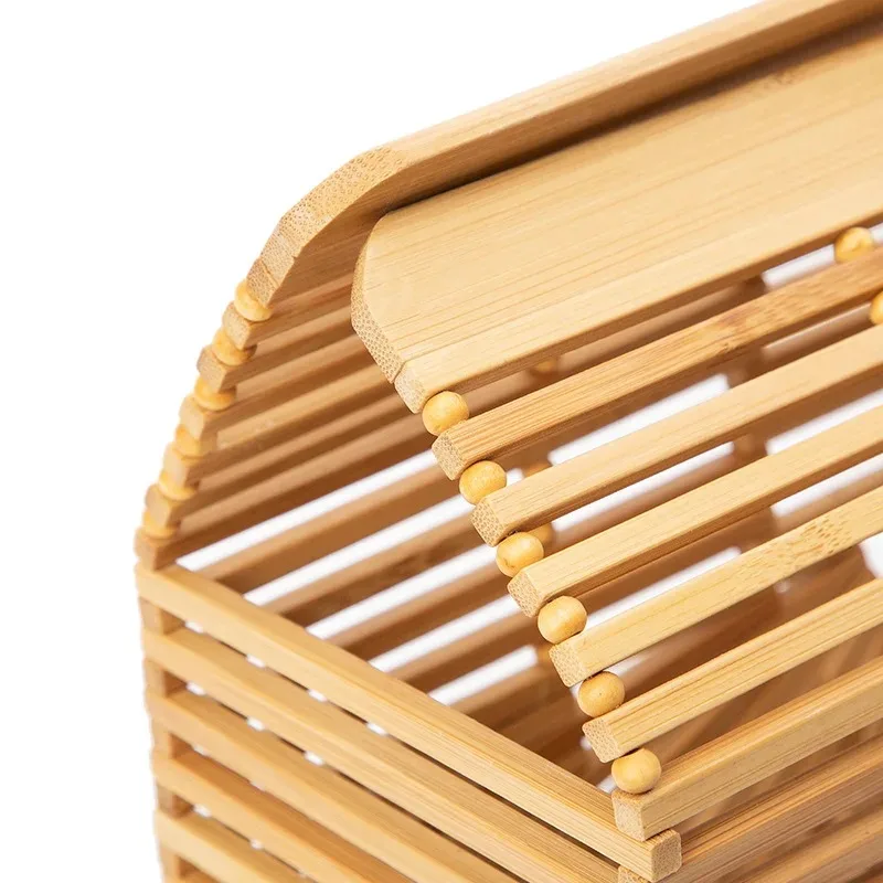 Semicircle Women Bamboo Bags Summer Fashion Luxury Handbag Hollow Bohemia Beach Bags Elegant Ladies Cosmetic Storage Basket 6