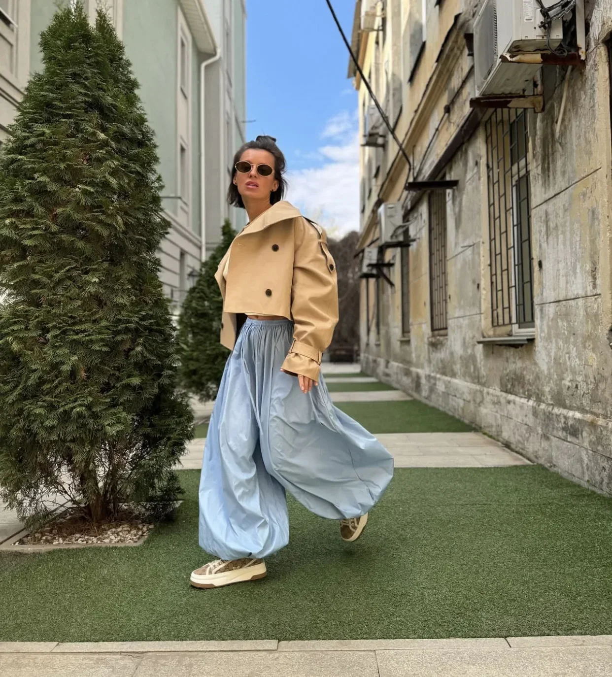 Tuularose Loose Solid Leg-Length Pants For Women Pleated High Waist 2025 Summer Female Fashion Office Lady Casual Bloomer Pants
