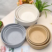 1PC Nordic Hand Woven Cotton Rope Storage Baskets Desktop Sundries Kids Toys Organizer Box Baby Dirty Clothes Laundry Basket 1