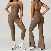2 Pièces Vêtements pour femmes Yoga Set Workout Tracksuit Sportswear Gym Clothing High Waist Bell-bottoms Sexy Fitness Sports Suit 1