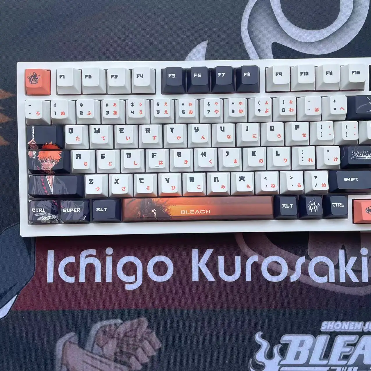 Anime Keycap para Teclado Mecânico Kurosaki Ichigo Pbt Perfil Cereja 61 68 75 104 108 128 Chaves - Imagem 3