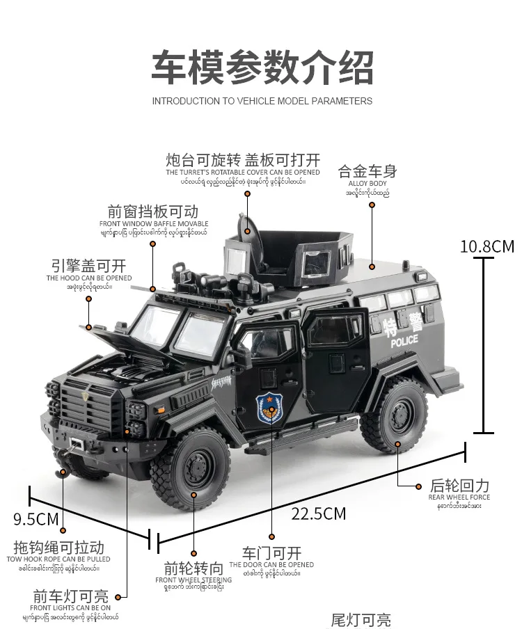 Sabertooth Patlamaya Dayanıklı Zırhlı Araç 1:24 Ölçekli