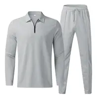 2024 Spring And Autumn Men's Two-Piece Breathable Waffle Lattice Zipper Pocket Lapel slim  Coat and Pants Men's Suit 1