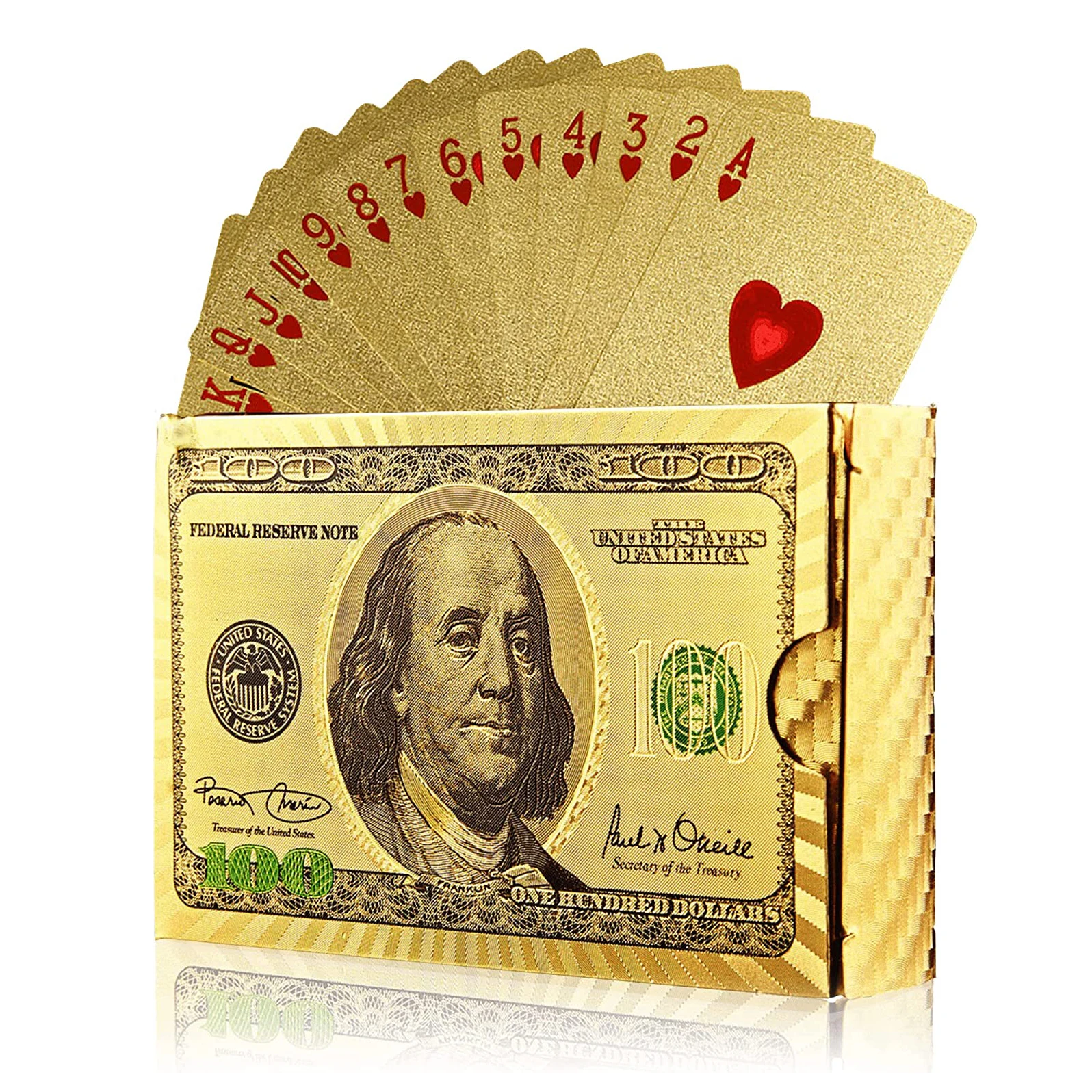 New Gold Currency Pattern Golden Playing Cards Waterproof PET/PVC Plastic  Poker Dollars EUR JPY GBP