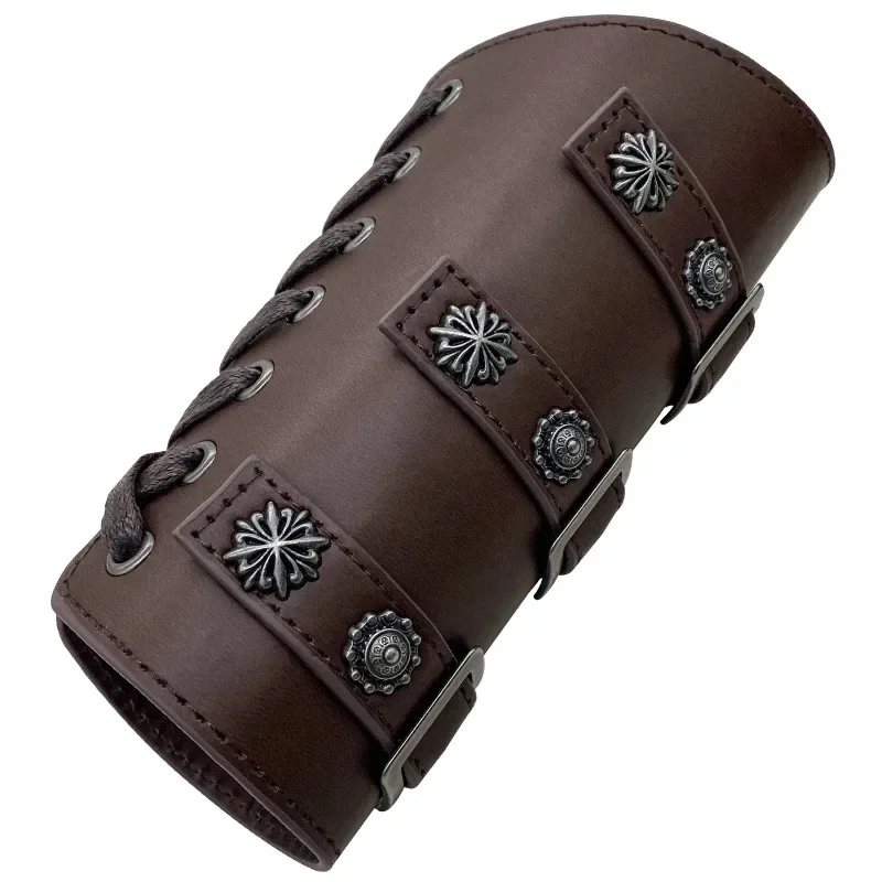 Medieval Bracer Vikings Costume Halloween Accessory Armor Adult Wrist Archer Gauntlet Larp Knight Leather Bracelet for Men
