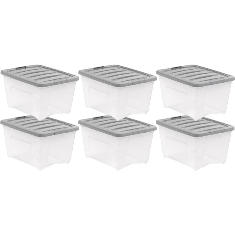 32Gal Lidded Home Storage Bins - 32Gal Clear Cream Wardrobe Closet Organizer,  Stackable, Foldable Plastic Storage Container - AliExpress