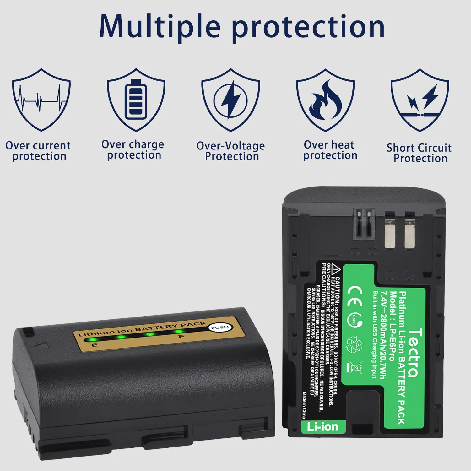 2800mAh LP-E6 LPE6 LP-E6N Camera Battery for Canon 5D Mark II III IV 5DS R EOS 6D 70D 80D