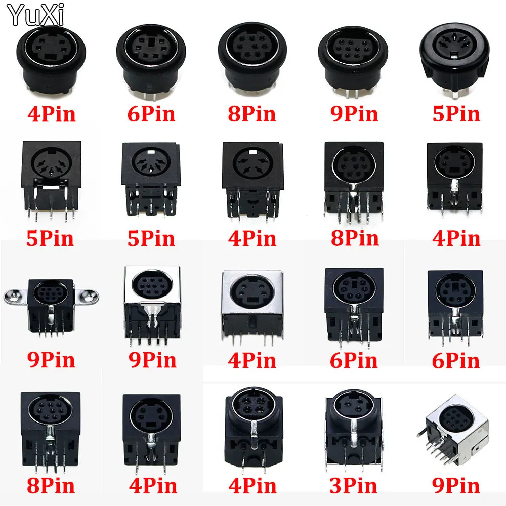 Yuxi 1 Pz Connettore Audio Video S-Video Pcb Mount 4/6/8/9 Pin Presa Din Tono Argento Ps2 Circolare Din Micro Jack Terminale Pcb