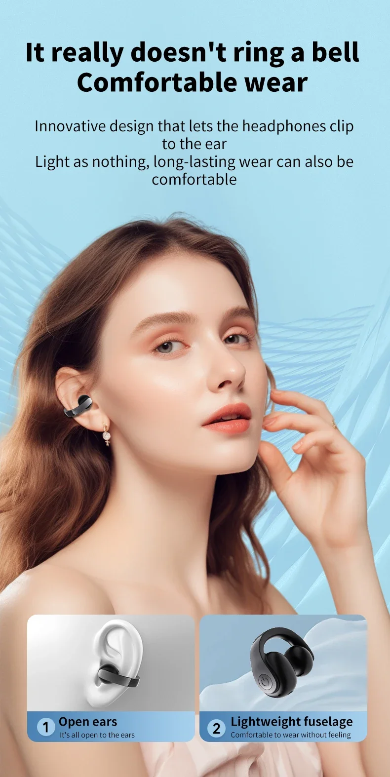 Description Picture 6 of itemTWS Bluetooth 5.4 Earphone Clip on Headphone Wireless Earbud HiFi Stereo Headset Single in-Ear Earphone Sports for Iconic Brand iPhone