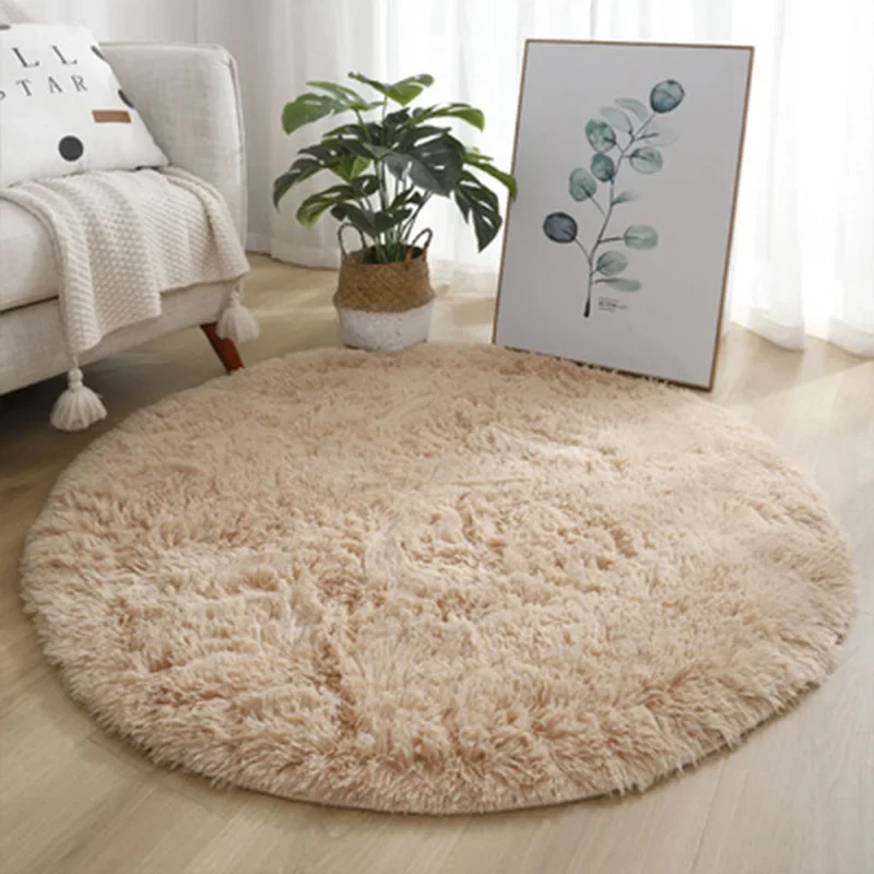 Super Soft Plush Round Rug Mat Fluffy White Carpets For Living Room Home Decor Bedroom Kid Room Decoration Salon Thick Pile Rug 4