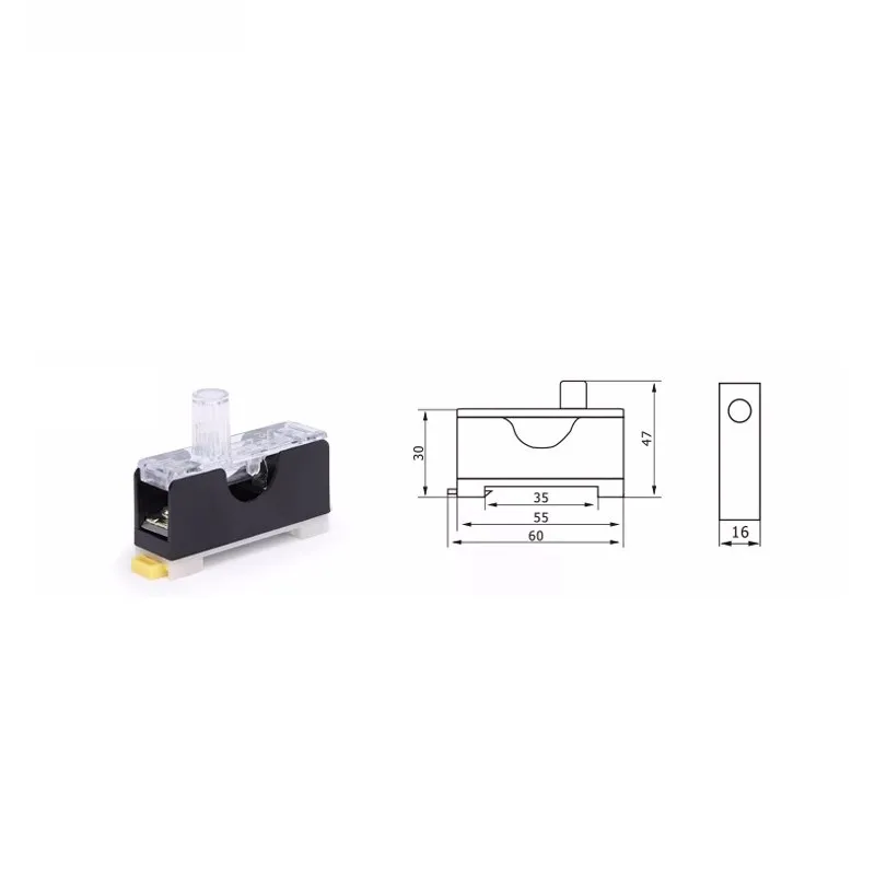 FS101 DIN RAIL Mounted Fuse Holder Fusing warning light 6X30mm 10A glass tube fuse holder dc fuse holder