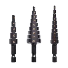Ensemble de forets à percussion en Cobalt HSS, 3 pièces, accessoires pratiques pour conducteur d'impact en métal enduit de nitrure noir pour acier fin/PVC/bois