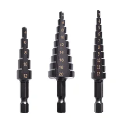 Ensemble de forets à percussion en Cobalt HSS, 3 pièces, accessoires pratiques pour conducteur d'impact en métal enduit de nitrure noir pour acier fin/PVC/bois 