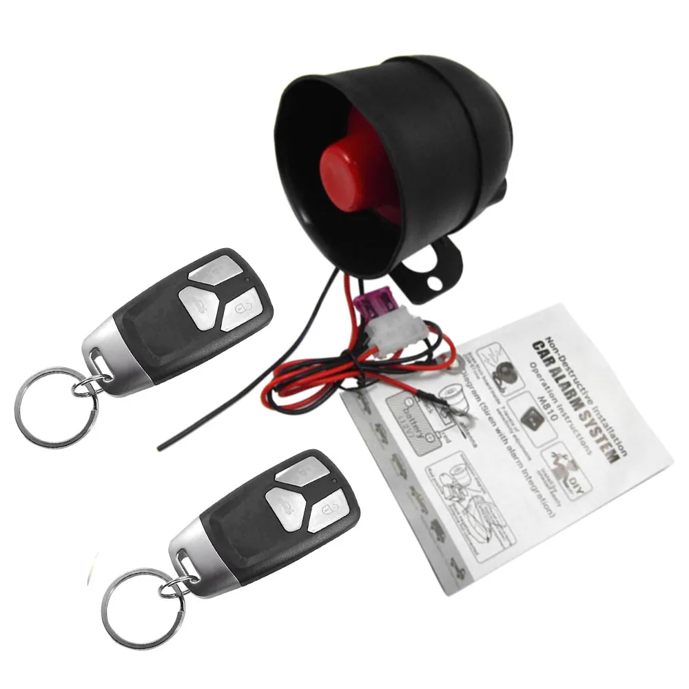 thumbnail image 1 of Sistema de alarma para automóvil, alarma antirrobo unidireccional de 12 V, sirena de seguridad con 2 mandos a distancia, antirrobo automático para automóvil y motocicleta, 1 of 4
