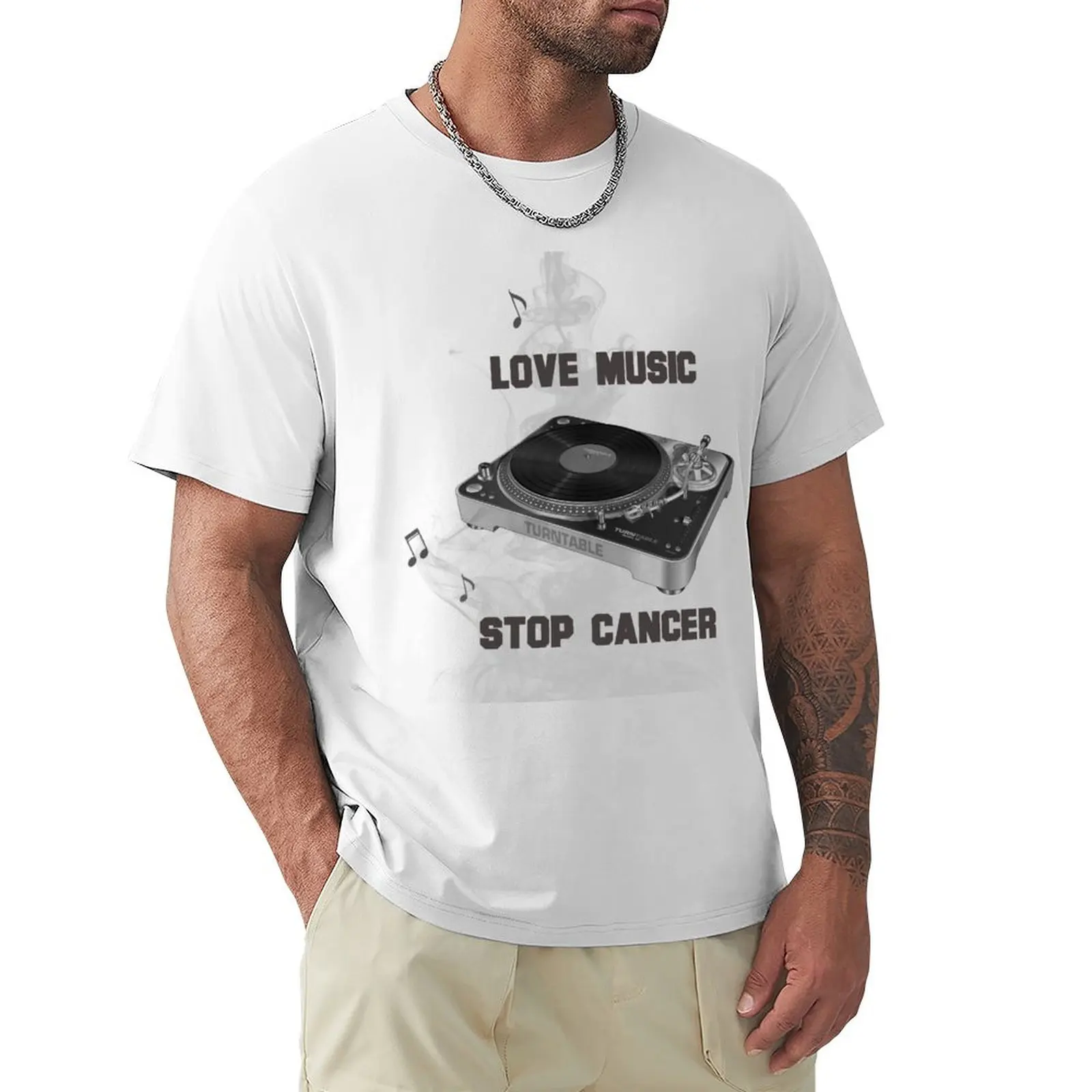 

Мужская футболка с коротким рукавом, с надписью «Love Music стоп-Рак»