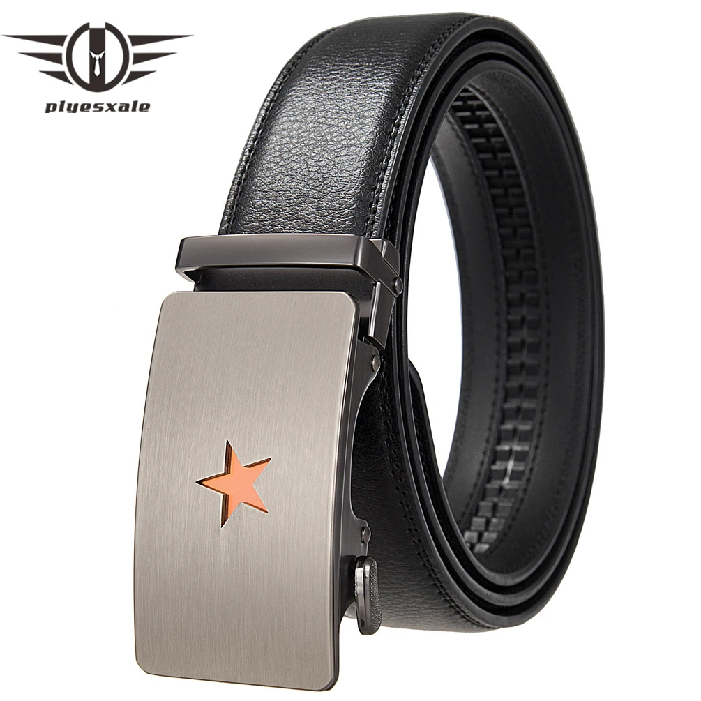 

Luxury 3.5cm Width Mens Genuine Leather Belts Top Quality Five Pointed Star Pattern Automatic Buckle Belt For Men Fashion B1310