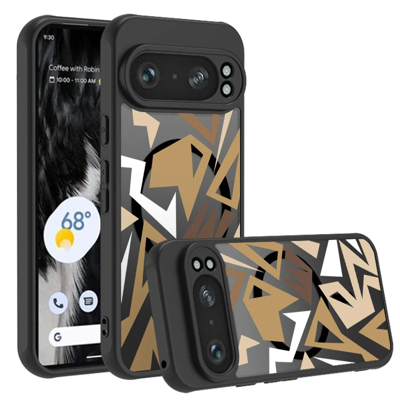 Magnetic Matte Geometry Pattern Phone Case with Magsafe Wireless Charging Compatibility