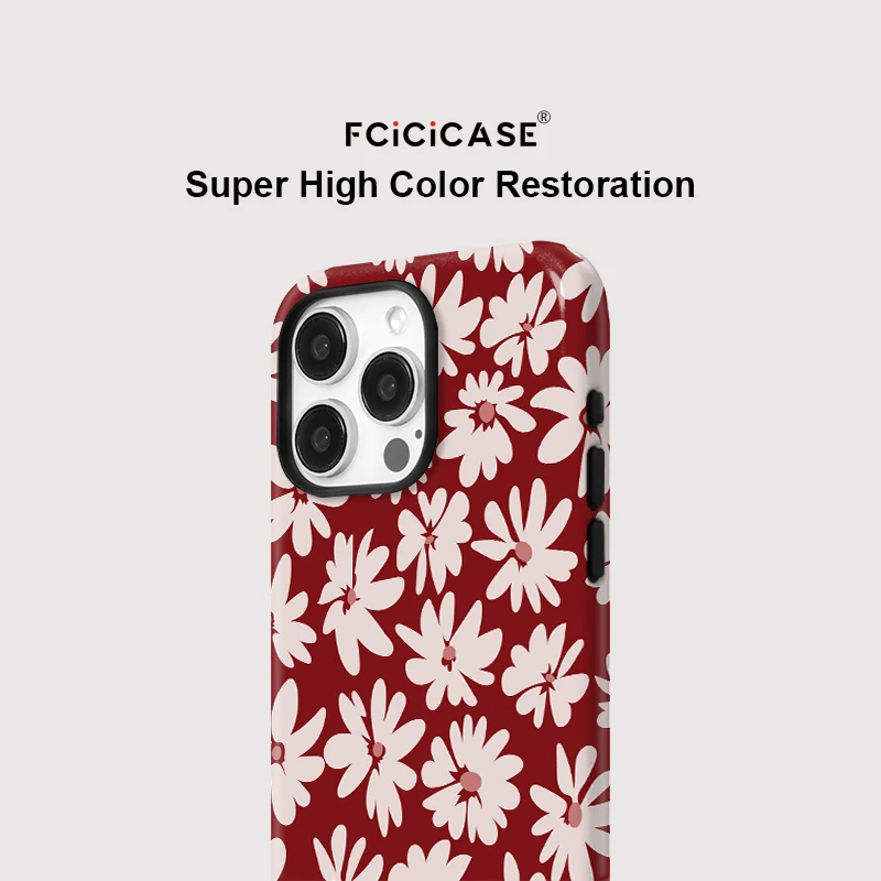 Fashionable Flower Pattern Magnetic Soft Rubber Frame Case with Double-Layer Back Cover