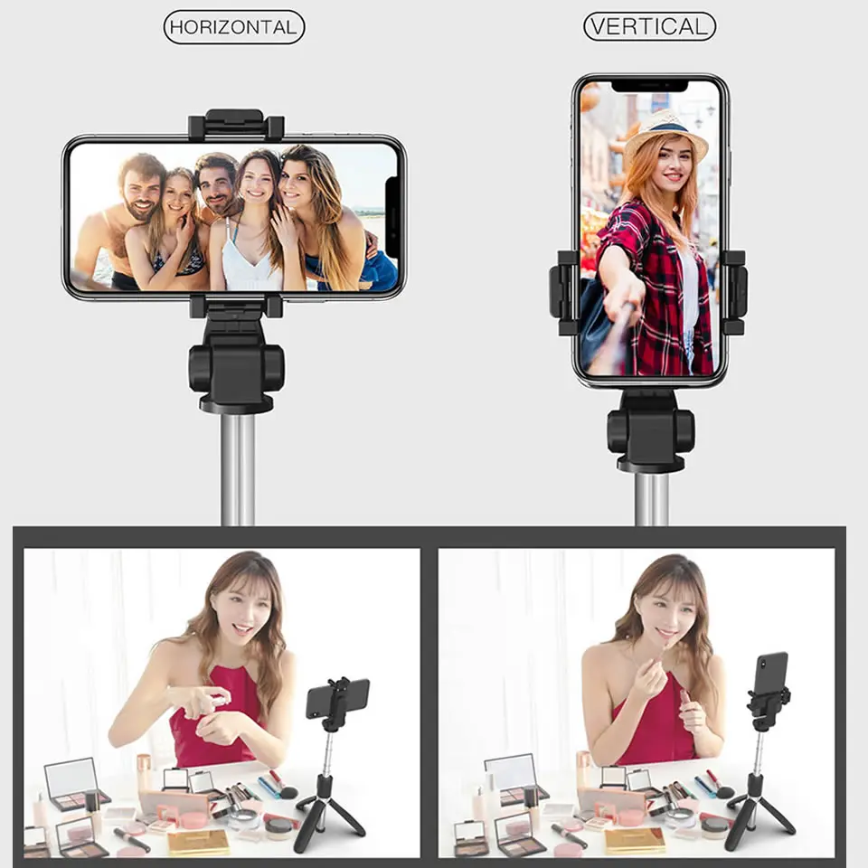 Bluetooth Selfie Stick with Tripod Plastic Alloy Self Stick Selfiestick Phone Selfie for Iphone Samsung Huawei