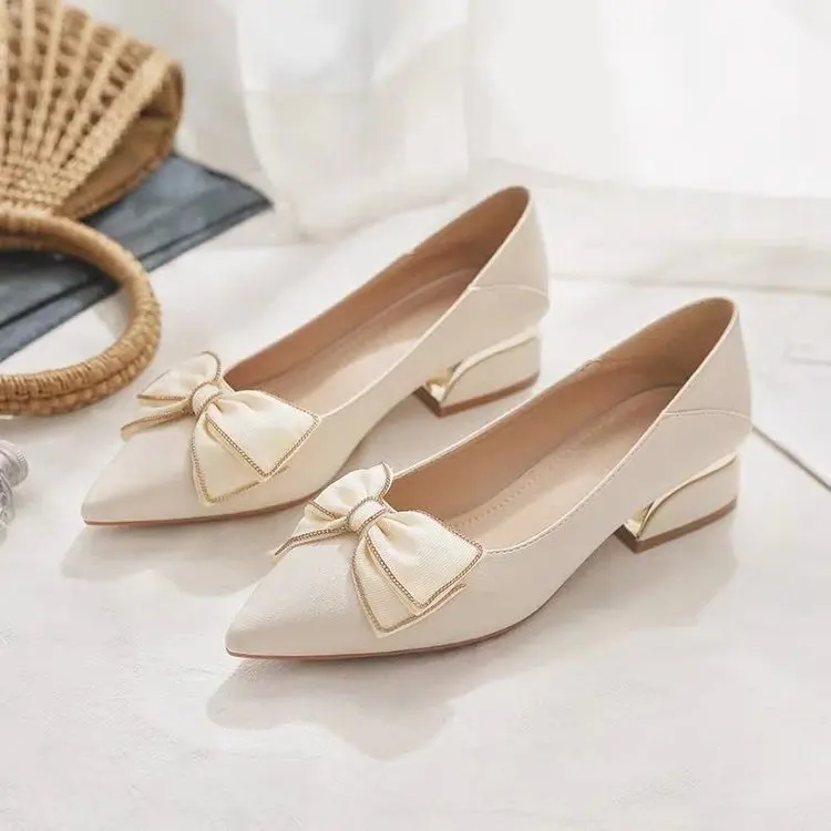 

Туфли женские с бантом и острым носком, на осень, 2024