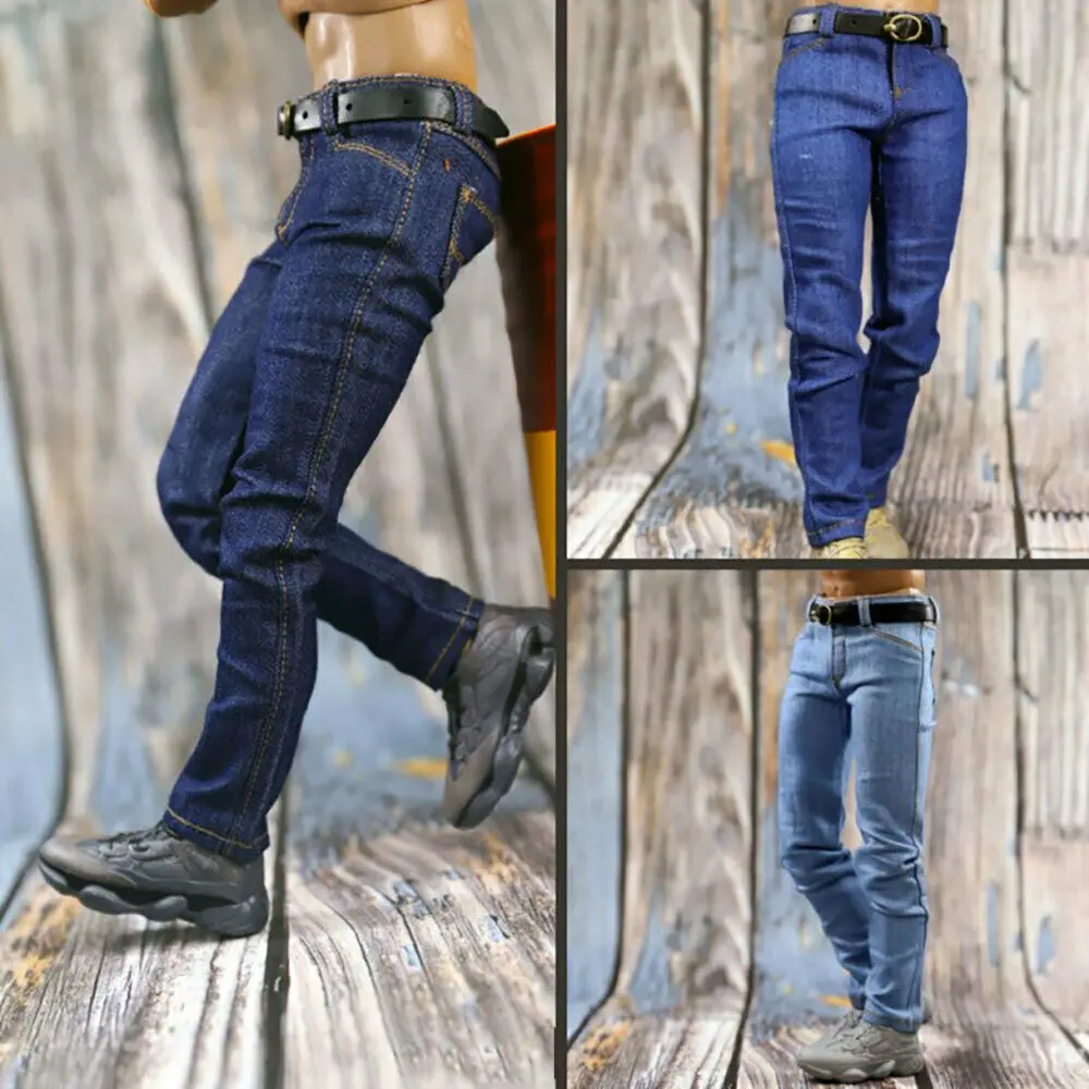 1/6 Maßstab Klassische Slim-Denim-Hose & Gürtel Modell für 12 Zoll männliche Actionfiguren, Kleidungszubehör für Puppen. – Detail 2