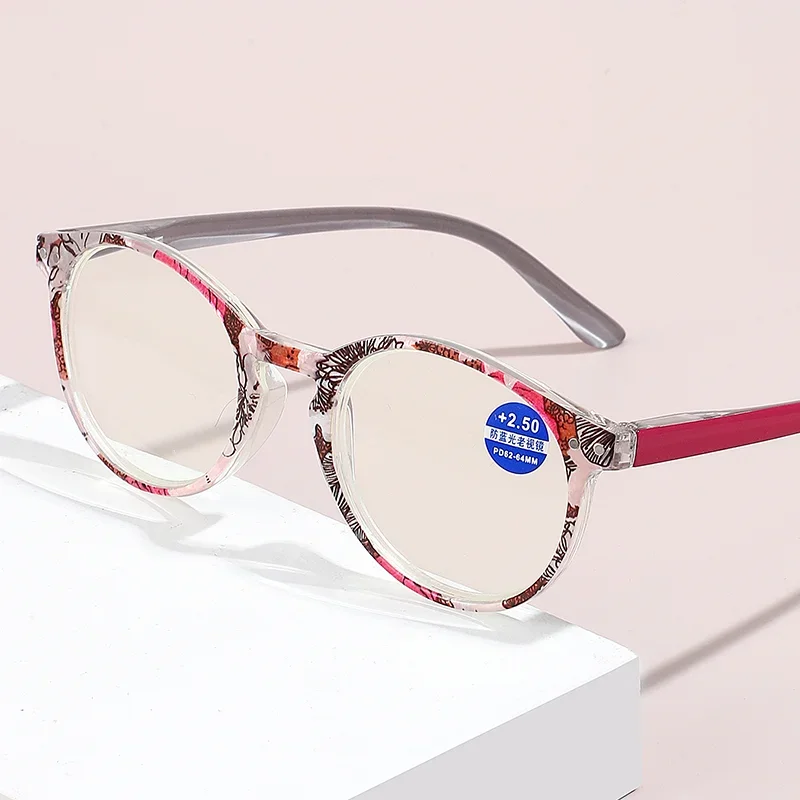 

Модные очки для чтения HD, с защитой от синего света, в круглой оправе, компьютерные очки, Женские винтажные линзы для дальнозоркости от + 1,0 до + 4,0