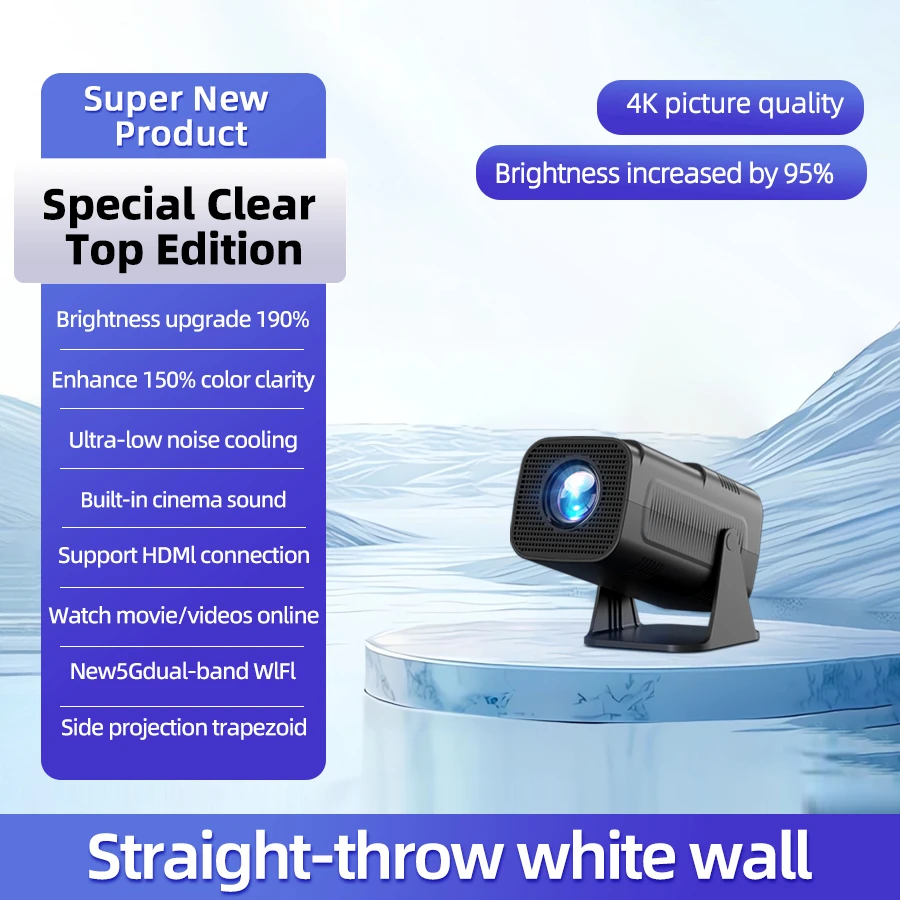 E110 Projector 4K Native HD 1080P Dual Wifi6 Cinema Portable Projetor Built-in Android System suitable for home/outdoor/office