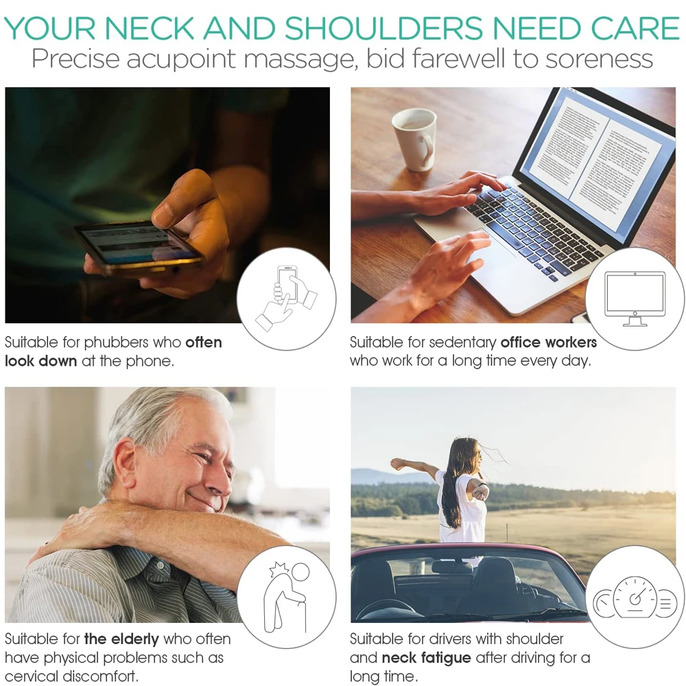 Neck Massager Shiatsu Deep Tissue Dual Trigger Point Shoulder Massager for Pain Relief, Ergonomic Handle, Lightweight & Portable BEST SELLERS