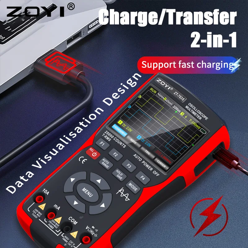 ZOYI ZT703S 3in1 Digital Multimeter 50MHz Bandwidth 280MS Rate PC