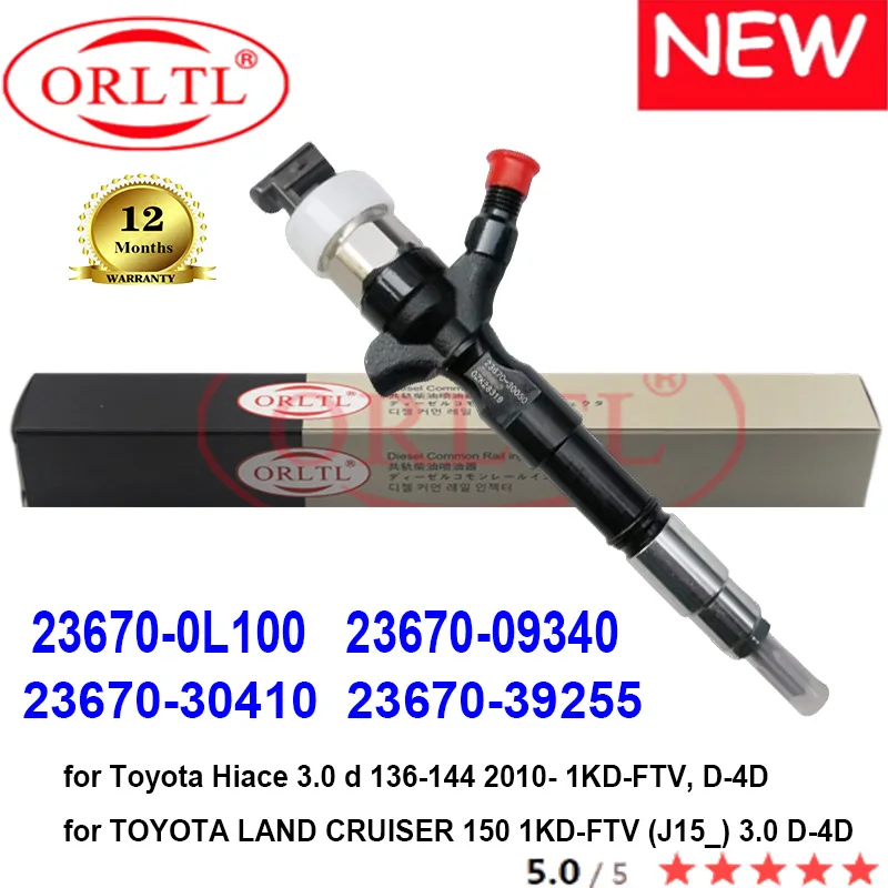 

ORLTL NEW 23670-0L100 23670-30410 23670-09340 Common Rail Injector 23670-39255 for Toyota Hilux 1KD 2KD 2.5 d 3.0D