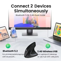 Vertical Mouse Ergonomic Mouse Dual Mode Wireless Mouse 2.4G Bluetooth Mice RGB 1600 DPI Silent Mouse for PC Laptop Desktop 2