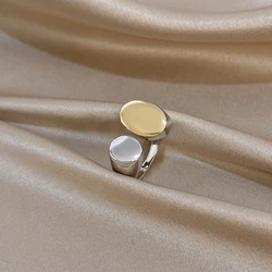 Boho Blue Natural Stone Gold - Plated Stainless Steel Waterproof Geometric Two - Tone Ring (Copper ring)