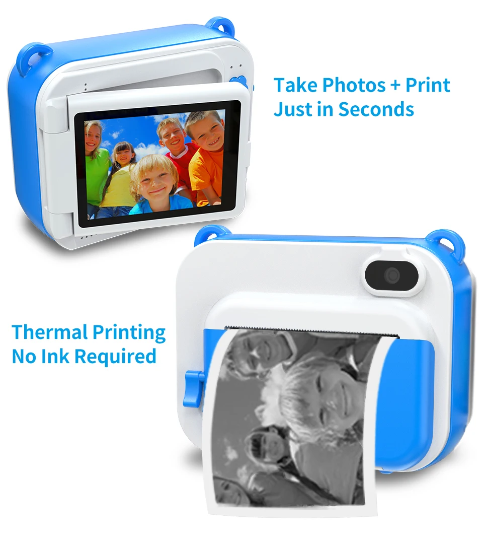 Selfie Kids Instant Print Camera Thermal Printing Camera Digital Photo Camera Girl's Toy Child Camera Video Boy's Birthday Gift