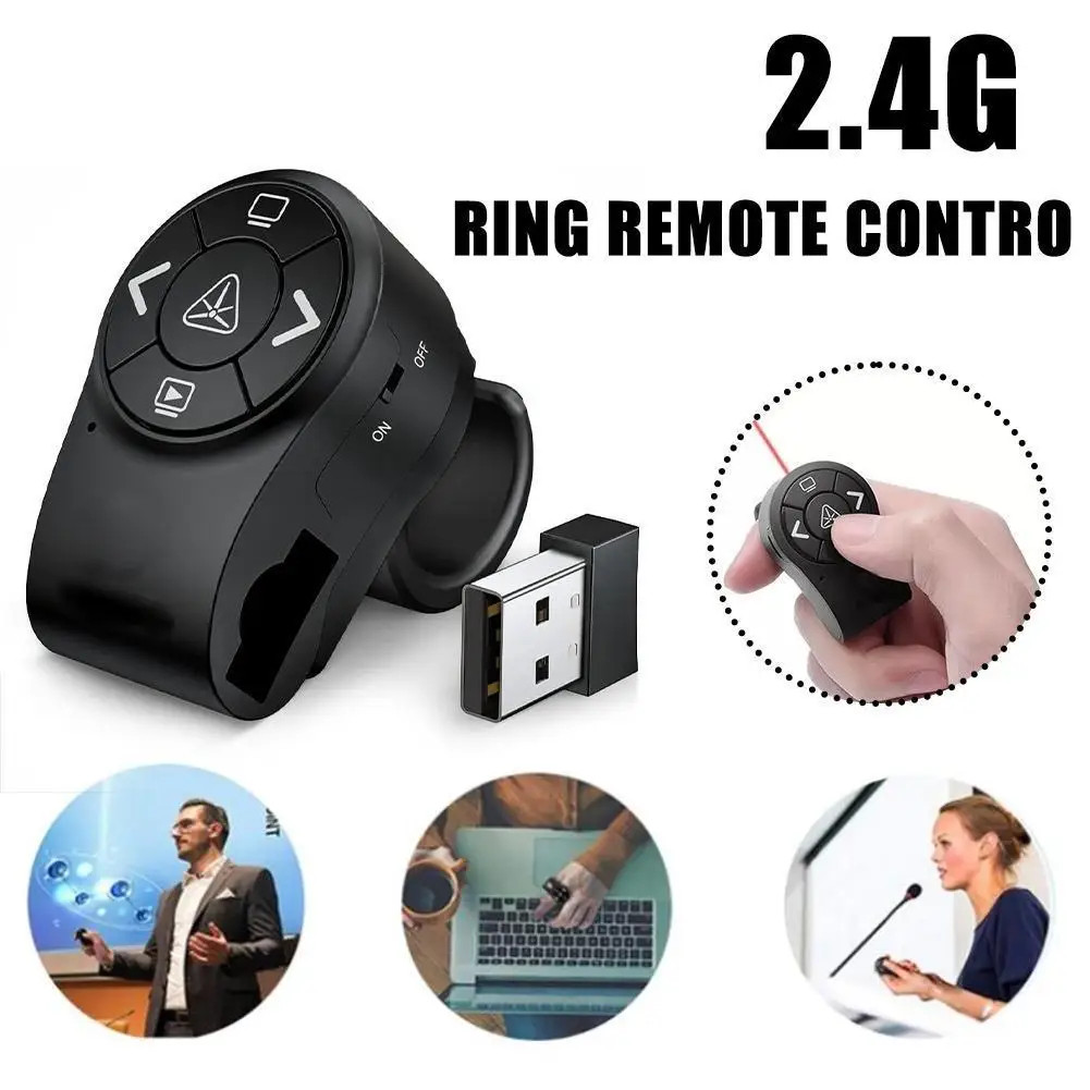 

Перезаряжаемый беспроводной презентатор 2,4 ГГц RF Finger USB Red светильник Pointer Презентация пульт дистанционного управления для Powerpoint PPT Slide