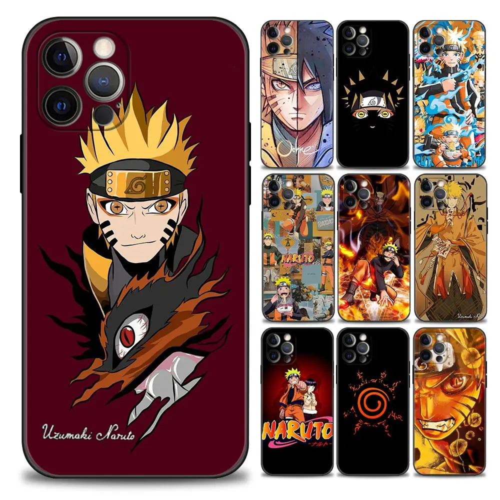 Anime Manga Uzumaki Naruto Phone Case for iPhone 11 12 13 Pro Max 7 8 SE XR XS Max 5 5s 6 6s Plus Black Soft TPU Silicone Sasuke iphone 13 pro phone case