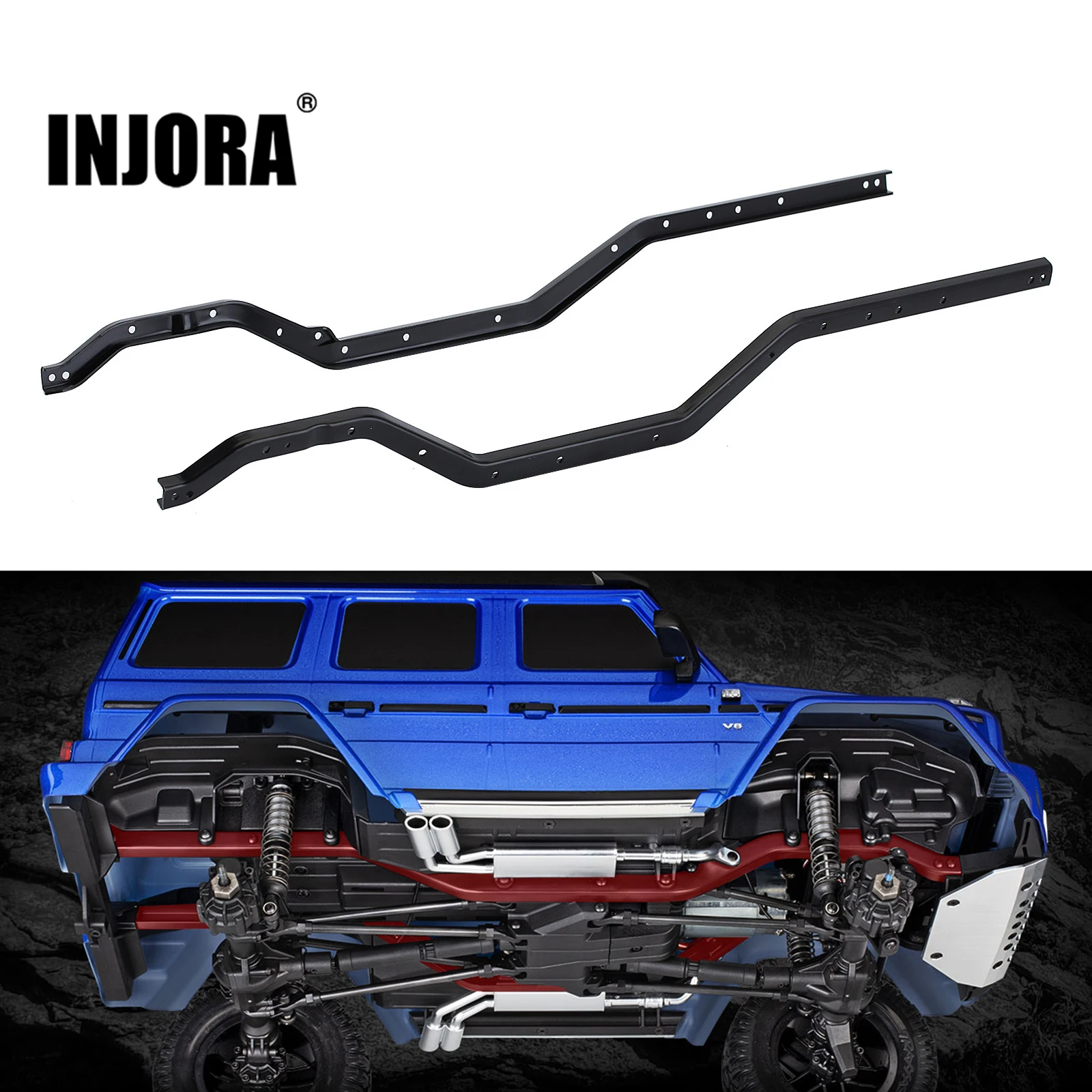 Injora Heavy Duty Metal Steel Left Right Chassis Rails Per 1/10 Rc Crawler Trx4 Trx-4 8220 Parti Di Aggiornamento