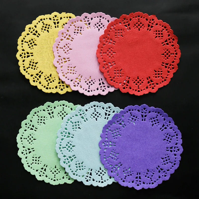 100pcs 작은 라운드 종이 도일리 3.5 인치 컬러 레이스 종이 도일리 DIY ..