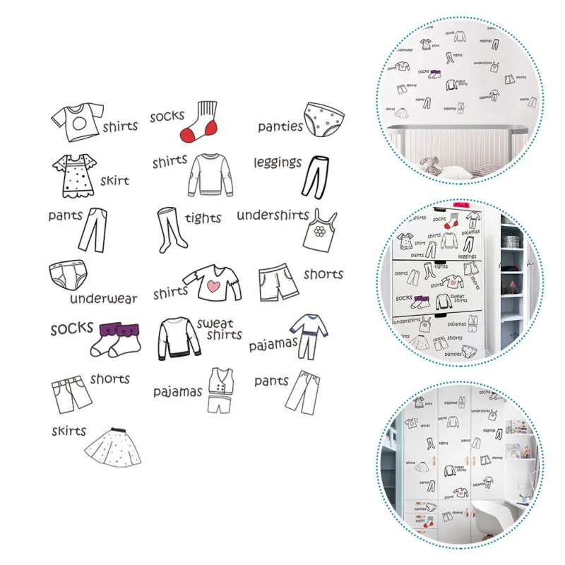 Description Picture 3 of itemClothing Bins Household Clothes Sort Sticker Label Decorative Labels Decal For Wardrobe Pvc Dresser Decals Removable Stickers