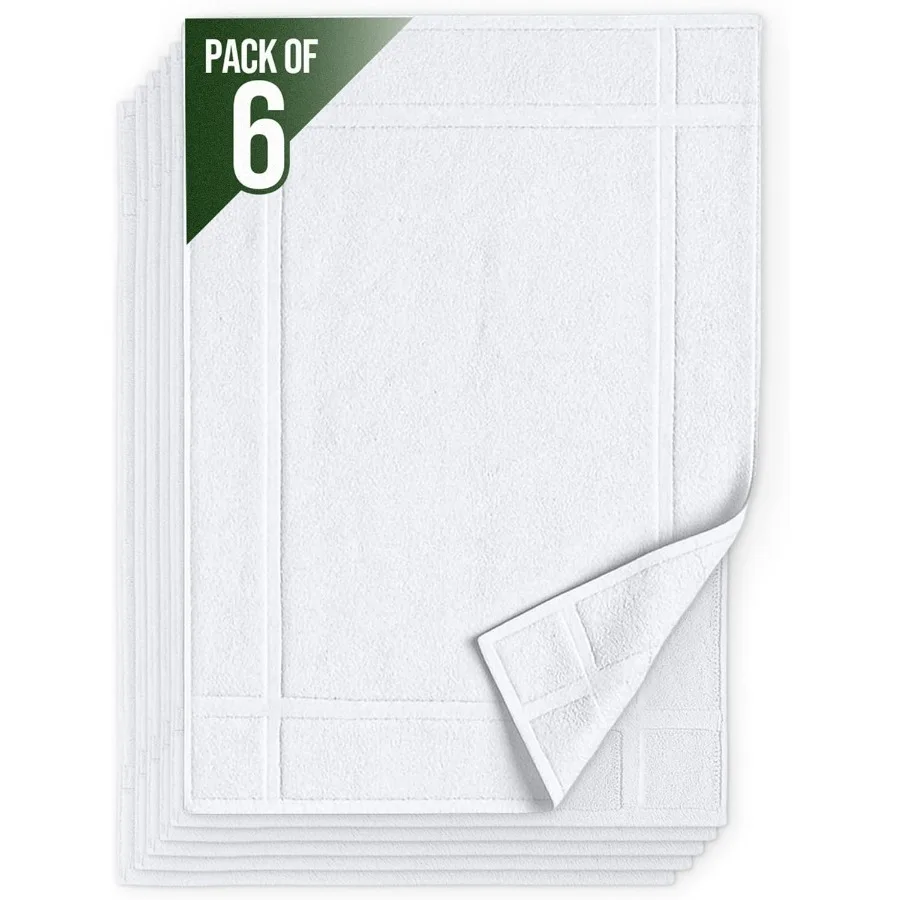 Pack of 6 Soft Cotton Bath Mats Quick Dry
