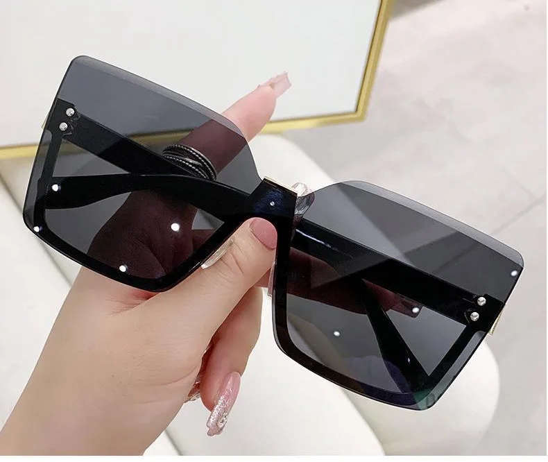 Neue europäische und amerikanische Stil Halb rahmen Metall Sonnenbrille Mode schlanke Damen Sonnenbrille Anti-UV-Brille – Detail 10