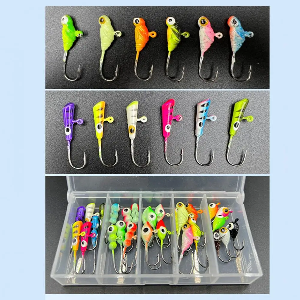 

Rust-resistant Fishing Lure 30pcs Glow Dark Fishing Lures Kit with Single Hook for Ice Fishing Crappie Panfish Sea Tackle