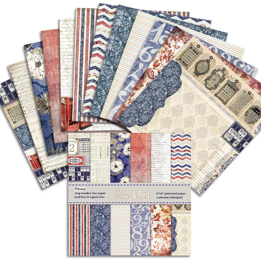 24Sheets/Set Vintage Flower Material Ppaper DIY Scrapbooking Journal Base Collage Photo Props Gift Wrapping Decoration Paper 