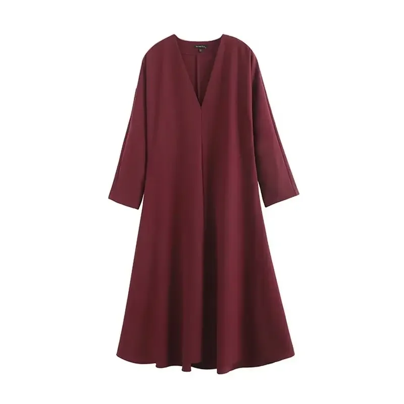 

Women's Autumn 2023 New Chic Fashion Slim Temperament Long Dress Retro V-neck Long-sleeved Women's Dress Vestidos Mujer