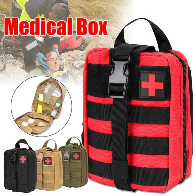 Trousse de Premiers Secours Molle IFAK noire avec poches zippées, kit médical d'urgence EDC pour plein air.