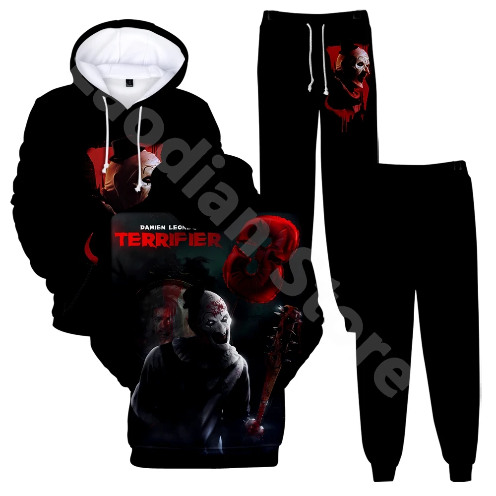 Terrifier 3 Movie Sweatsuit Casual Fashion Hoodie Jogger Pants Two Piece Suit Cosplay 3D Sweatshirts+Sweatpants 2 Pieces Sets 3