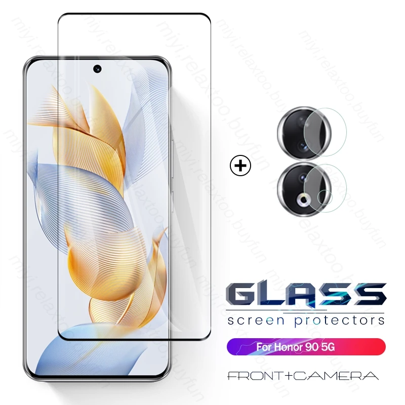 

2To1 полное покрытие, защита экрана, закаленное стекло для Honor90, Honor 90, 5G 2023, REA-NX9 6,7 дюйма, Защитное стекло для камеры Honor 90
