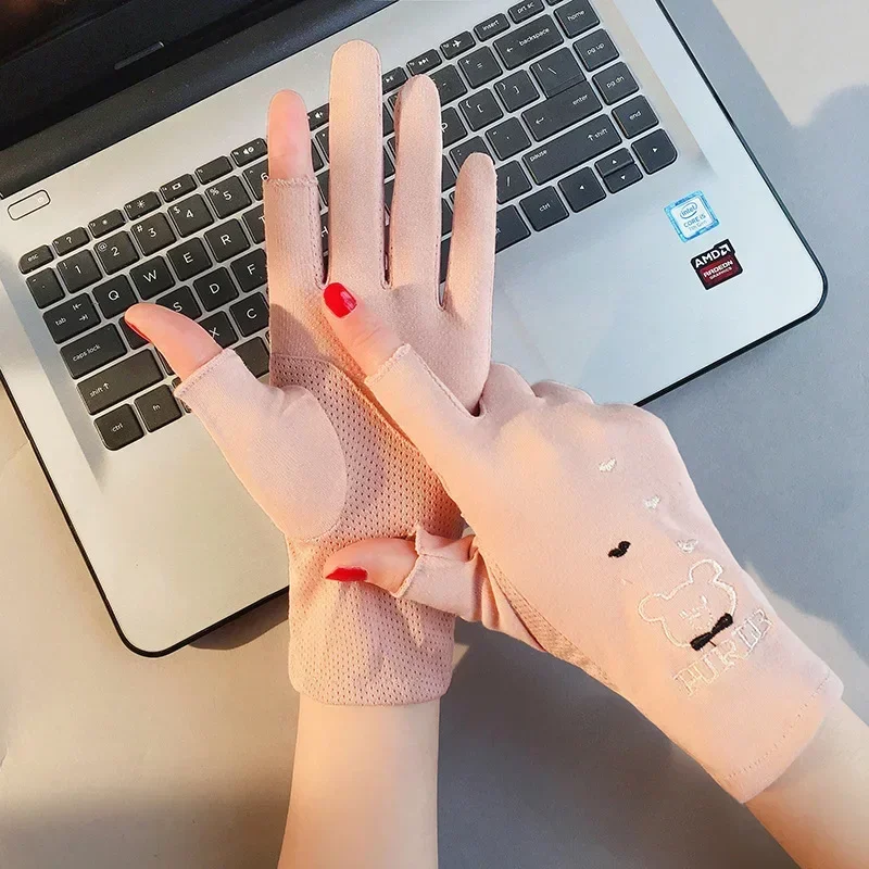 Ultra-Thin Elasticity Tulle Mesh Gloves Elegant Women Sexy Black Sunscreen Gloves Female Anti-UV Driving Car