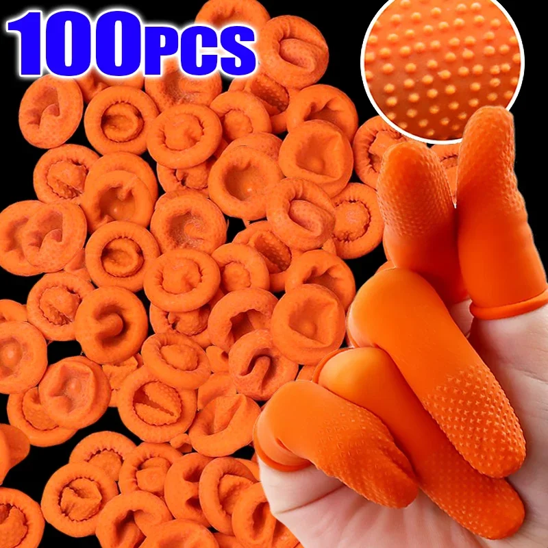 

10/100pcs Disposable Finger Cots Natural Rubber Latex Non-slip Anti-static Fingertips Protector Industry Gloves Fingertip Gloves